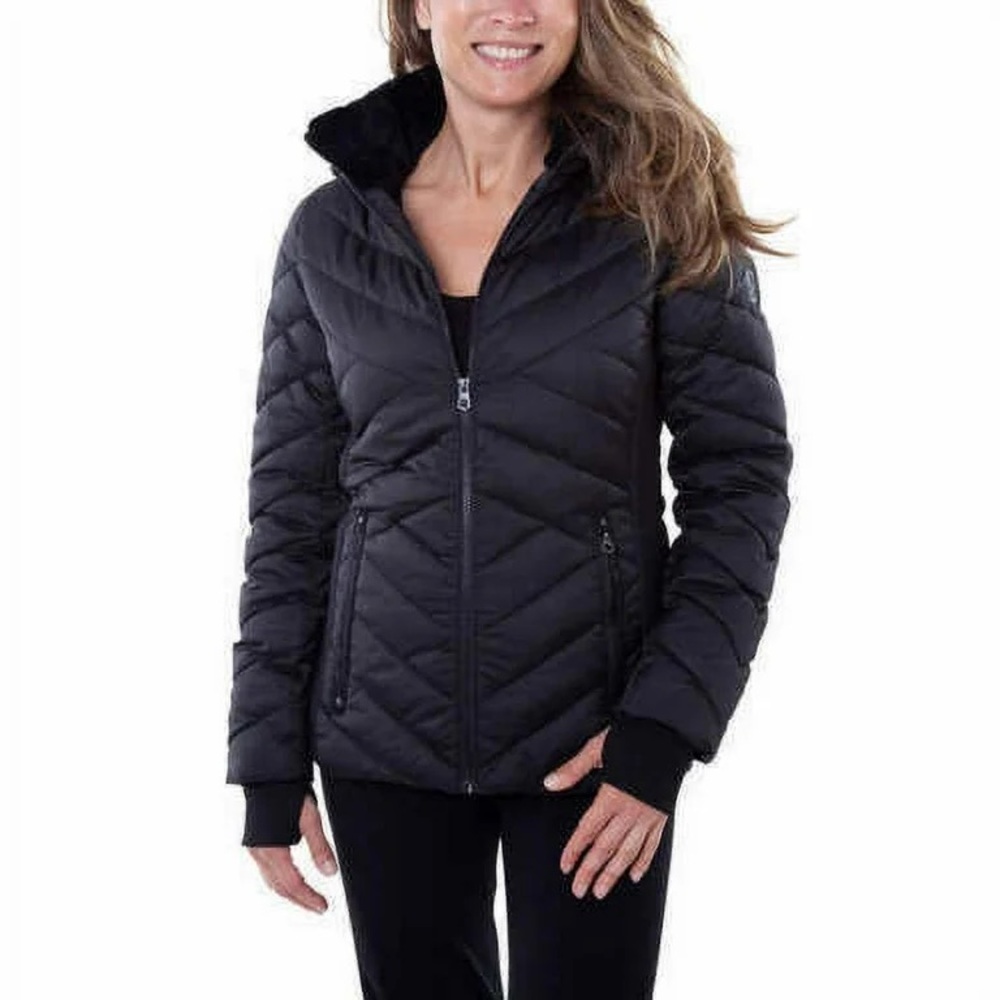 Nautica Puffer Jacket With Fur Lined Detachable Hood and Zipper Pockets Black,XS - Picture 2 of 13